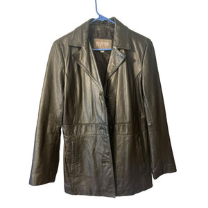 ladies Wilson's Leather Black Leather Coat - Size M